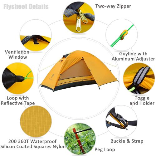  Geertop 1 Person 3-4 Season Backpacking Tent Waterproof Lightweight Outdoor Dome Camping Tent for Hiking Mountaineering Travel Family