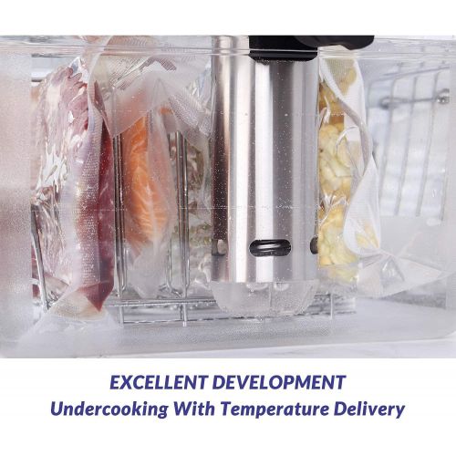  Geesta Sous Vide Container with Stainless Steel Rack and Lid Set -Family 12 Qt Cooker Accessories and Adjustable No-Float Top Bar for Anova, Nano, Joule and Most Circulators