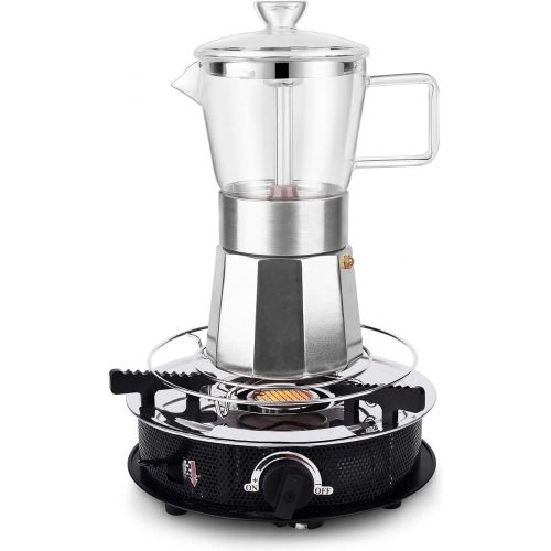  GEESTA Premium Crystal Glass-Top Stovetop Espresso Moka Pot - 9 cup - Coffee Maker, 360ml/12.7oz/9 cup (espresso cup=40ml) Gift Idea for Valentines Day Gifts for Him Husband Wife