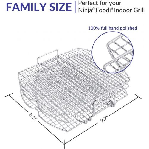  [아마존베스트]Geesta Dehydrator Rack Stainless Steel Stand Accessories Compatible with Ninja Foodi Grill, AG300, AG400