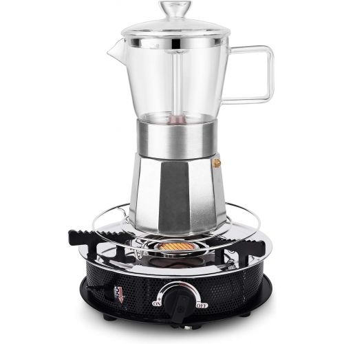  GEESTA Moka Pot Premium Crystal Glass-Top Stovetop Espresso Moka Pot - 6 cup - Coffee Maker, 240ml/8.5oz/6 cup (espresso cup=40ml) Coffee Lover Gifts Ideas