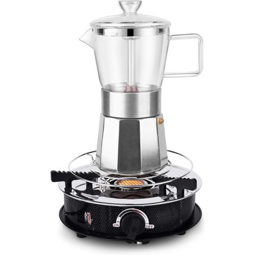  [아마존베스트]GEESTA Premium Crystal Glass-Top Stovetop Espresso Moka Pot - 6 cup - Coffee Maker, 240ml/8.5oz/6 cup (espresso cup=40ml)