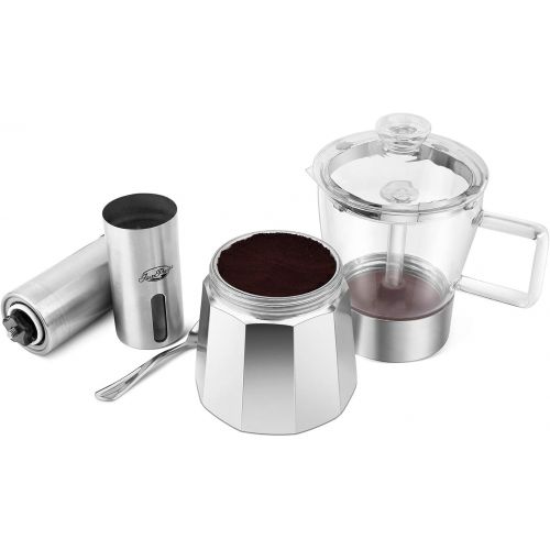  [아마존베스트]GEESTA Premium Crystal Glass-Top Stovetop Espresso Moka Pot - 6 cup - Coffee Maker, 240ml/8.5oz/6 cup (espresso cup=40ml)
