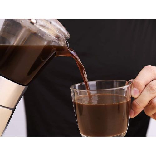  [아마존베스트]GEESTA Premium Crystal Glass-Top Stovetop Espresso Moka Pot - 9 cup - Coffee Maker, 360ml/12.7oz/9 cup (espresso cup=40ml)