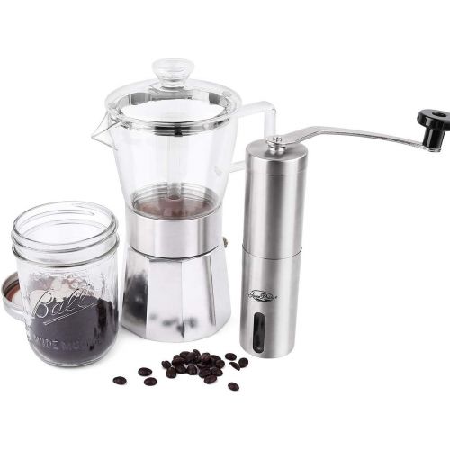  [아마존베스트]GEESTA Premium Crystal Glass-Top Stovetop Espresso Moka Pot - 9 cup - Coffee Maker, 360ml/12.7oz/9 cup (espresso cup=40ml)