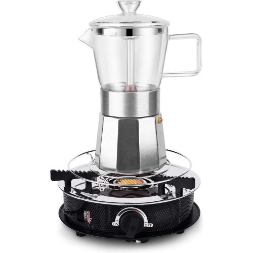 [아마존베스트]GEESTA Premium Crystal Glass-Top Stovetop Espresso Moka Pot - 9 cup - Coffee Maker, 360ml/12.7oz/9 cup (espresso cup=40ml)