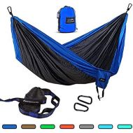 [아마존베스트]Geezo Double Camping Hammock, Lightweight Portable Parachute (2 Tree Straps 16 LOOPS/10 FT Included) 500lbs Capacity Hammock for Backpacking, Camping, Travel, Beach, Garden