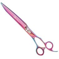 Geib Cobalt Steel Small Pet Curved Titan Poodle Grooming Shears with Titanium Coating, 8-1/2-Inch, Pink