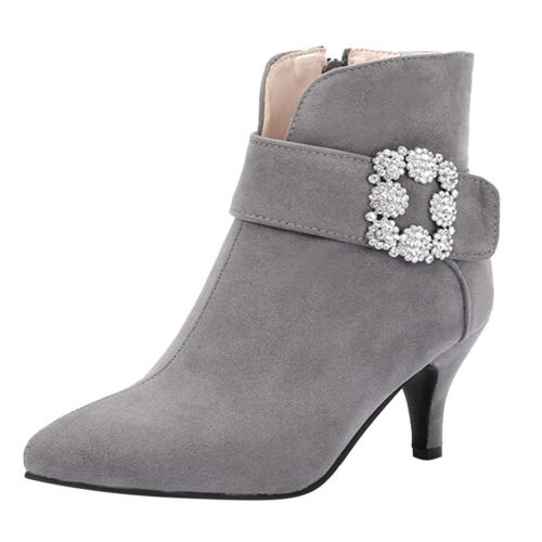  Geili Damen Geili womens suede ankle boots short shaft lace boots with penny set women plus size rhinestone buckle ankle boots warm plush lined winter boots evening shoes 36-41