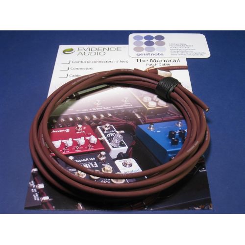  Geistnotes Evidence Audio The Monorail, Burgundy Cable, SIS (Solderless) Pedalboard Kit - 10 SIS plugs/20 feet of Burgundy Monorail