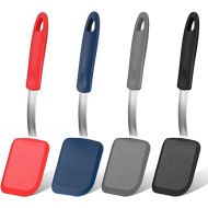 Gejoy 4 Pcs Silicone Cookie Spatula Turner Mini Brownie Spatula Flexible Silicone Spatulas Nonstick Cookware Heat Resistant No Scratch Flipper Baking Utensils for Egg Pancake (Gray, Blue, Black, Red)