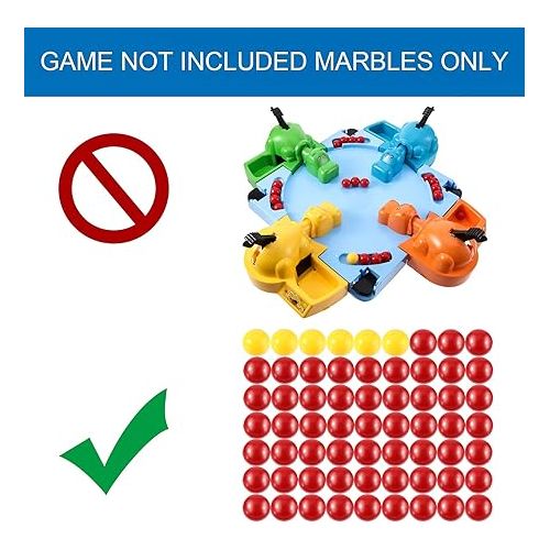  63 Pieces Game Replacement Marbles 3 Set Game Replacement Balls Compatible with Hungry Hungry Hippos, 57 Red Balls and 6 Yellow Balls