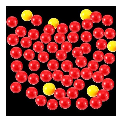  63 Pieces Game Replacement Marbles 3 Set Game Replacement Balls Compatible with Hungry Hungry Hippos, 57 Red Balls and 6 Yellow Balls