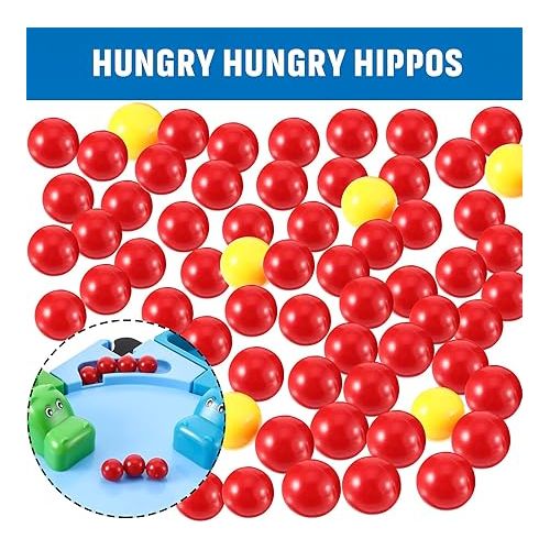  63 Pieces Game Replacement Marbles 3 Set Game Replacement Balls Compatible with Hungry Hungry Hippos, 57 Red Balls and 6 Yellow Balls