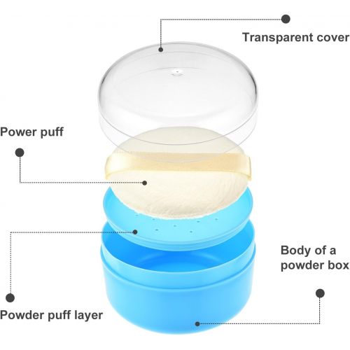  [아마존베스트]Gejoy 2 Sets After-Bath Powder Puff Box Empty Body Powder Container with Bath Powder Puffs and Sifter for Home and Travel