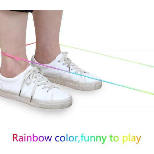  [아마존베스트]5 Pieces Chinese Jump Ropes Colorful Stretch Rope Elastic Fitness Game for Outdoor Exercise