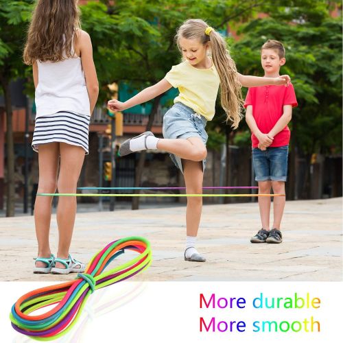  [아마존베스트]5 Pieces Chinese Jump Ropes Colorful Stretch Rope Elastic Fitness Game for Outdoor Exercise