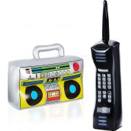 Gejoy 2 Pieces Inflatable Radio Boombox Inflatable Mobile Phone Props for 80s 90s Party Decorations