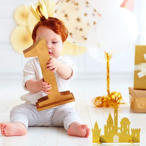  Gejoy 2 Pieces Gold Castle Table Centerpiece Glitter Princess Castle Centerpiece Decorations for Princess Birthday Baby Shower Party Table Decorations