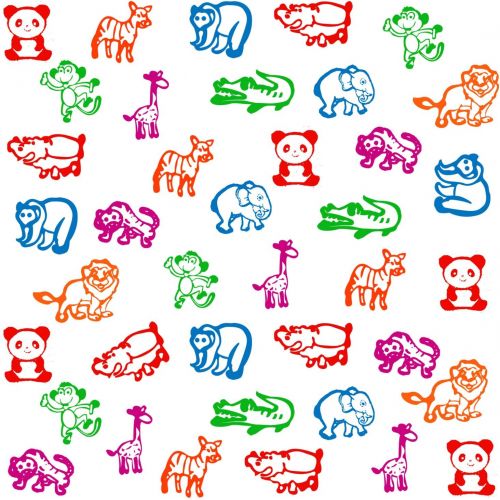  [아마존베스트]Gejoy 40 Pieces Wild Animal Stampers Multicolor Jungle Safari Animals Stamps Self-Ink Stampers for Party Supplies Gifts, 10 Styles