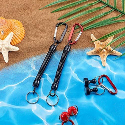  [아마존베스트]Gejoy 2 pieces magnetic net release holder metal net release clip keychain hook with 2 pieces spiral clip spring coils key chain for fly fishing climbing.