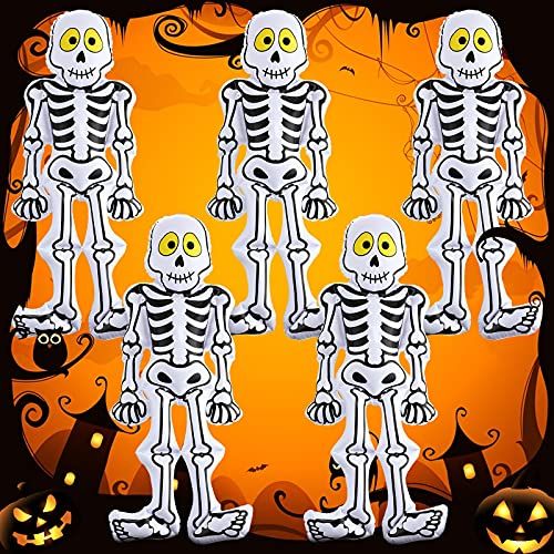  할로윈 용품Gejoy 5 Pieces Halloween Inflatable Skeleton Decorations Skeleton Ornaments Inflated Halloween Skull Skeleton Props for Halloween Party Indoor Outdoor Supplies