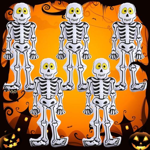  할로윈 용품Gejoy 5 Pieces Halloween Inflatable Skeleton Decorations Skeleton Ornaments Inflated Halloween Skull Skeleton Props for Halloween Party Indoor Outdoor Supplies