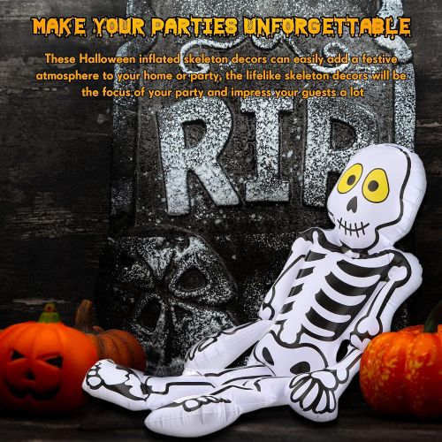  할로윈 용품Gejoy 5 Pieces Halloween Inflatable Skeleton Decorations Skeleton Ornaments Inflated Halloween Skull Skeleton Props for Halloween Party Indoor Outdoor Supplies
