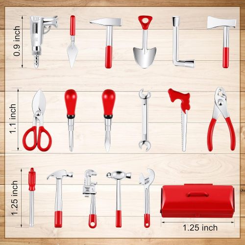  Gejoy 19 Pieces 1:12 Miniature Dollhouse Tools Metal Doll House Tool Miniature Doll Repair Tool with 2 Pieces Red Tin Boxes Dollhouse Accessories Girls Pretend Play Toy for Dollhouse Dec
