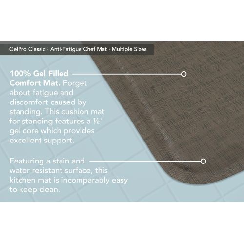  GelPro Classic Anti-Fatigue Kitchen Comfort Chef Floor Mat, 20x48”, Linen Granite Gray Stain Resistant Surface with 1/2” Gel Core for Health and Wellness