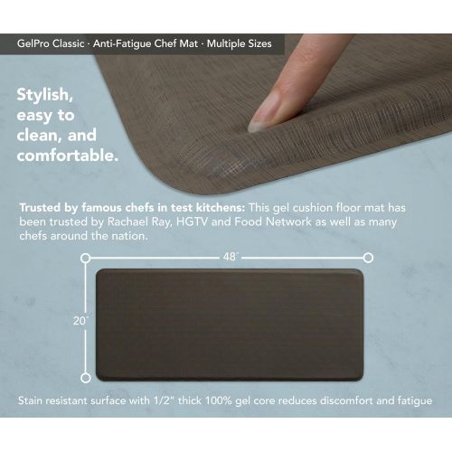  GelPro Classic Anti-Fatigue Kitchen Comfort Chef Floor Mat, 20x48”, Linen Granite Gray Stain Resistant Surface with 1/2” Gel Core for Health and Wellness