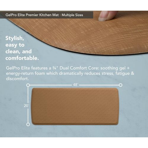  GelPro Elite Premier Anti-Fatigue Kitchen Comfort Floor Mat, 20x48”, Linen Khaki Stain Resistant Surface with Therapeutic Gel and Energy-return Foam for Health and Wellness