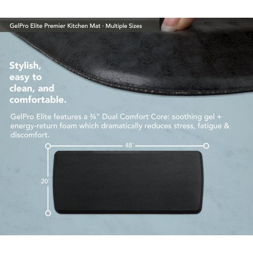  GelPro Elite Premier Anti-Fatigue Kitchen Comfort Floor Mat, 20x48”, Vintage Leather Slate Stain Resistant Surface with Therapeutic Gel and Energy-return Foam for Health and Wellne