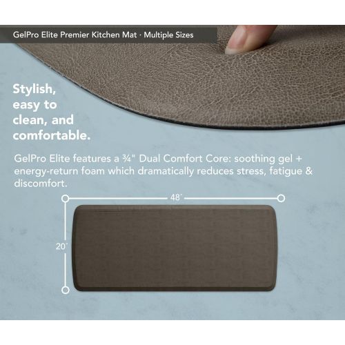  GelPro Elite Premier Anti-Fatigue Kitchen Comfort Floor Mat, 20x48”, Vintage Leather Slate Stain Resistant Surface with Therapeutic Gel and Energy-return Foam for Health and Wellne