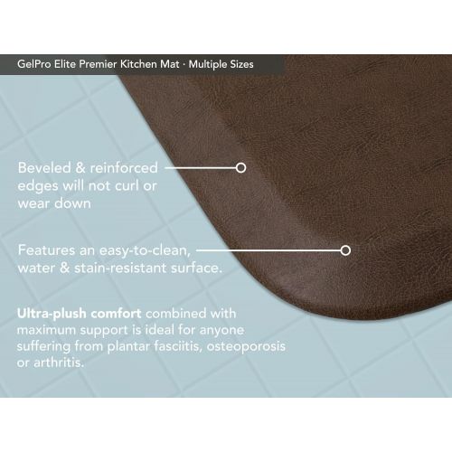  GelPro Elite Premier Anti-Fatigue Kitchen Comfort Floor Mat, 20x48”, Vintage Leather Slate Stain Resistant Surface with Therapeutic Gel and Energy-return Foam for Health and Wellne