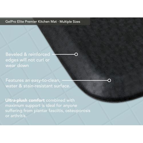  GelPro Elite Premier Anti-Fatigue Kitchen Comfort Floor Mat, 20x48”, Vintage Leather Slate Stain Resistant Surface with Therapeutic Gel and Energy-return Foam for Health and Wellne