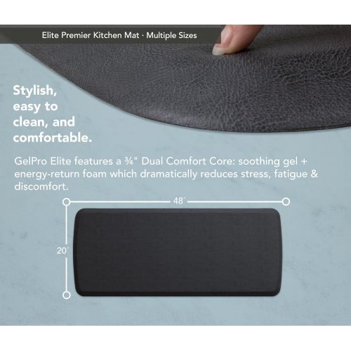  GelPro Elite Premier Anti-Fatigue Kitchen Comfort Floor Mat, 20x48”, Vintage Leather Slate Stain Resistant Surface with Therapeutic Gel and Energy-return Foam for Health and Wellne
