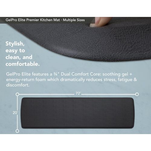  GelPro Elite Premier Anti-Fatigue Kitchen Comfort Floor Mat, 20x48”, Vintage Leather Slate Stain Resistant Surface with Therapeutic Gel and Energy-return Foam for Health and Wellne