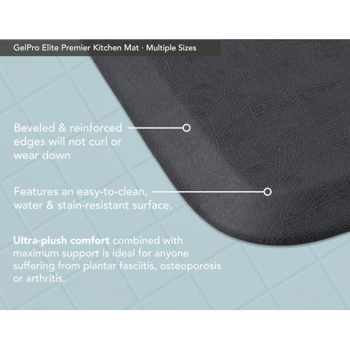  GelPro Elite Premier Anti-Fatigue Kitchen Comfort Floor Mat, 20x48”, Vintage Leather Slate Stain Resistant Surface with Therapeutic Gel and Energy-return Foam for Health and Wellne