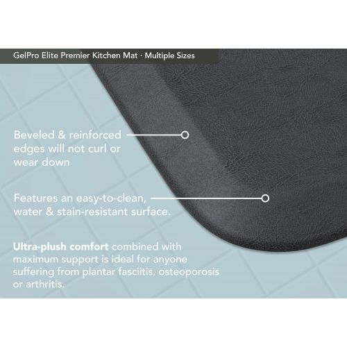  GelPro Elite Premier Anti-Fatigue Kitchen Comfort Floor Mat, 20x48”, Vintage Leather Slate Stain Resistant Surface with Therapeutic Gel and Energy-return Foam for Health and Wellne