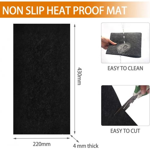  Gelamice 3 Pcs Air Fryer Accessories Heat Resistant Mat, Kitchen Countertop Heat Protector Mats, Non-slip Silicone Appliance Slider for Ninja Foodi Air Fryer Oven Coffee Maker Blender Toast