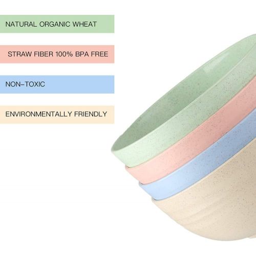  [아마존베스트]Gelamice Unbreakable Cereal Bowls, 32 OZ Lightweight Wheat Straw Cereal Bowls, 4 PCS Eco-Friendly Soup Rice Cereal Pasta Salad Bowl, Dishwasher & Microwave Safe, BPA Free Healthy Kitchen Bo