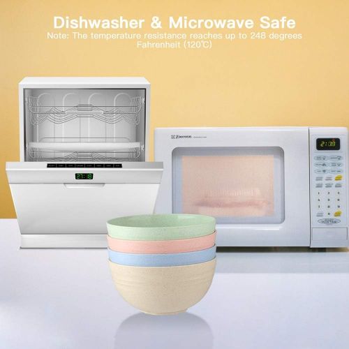  [아마존베스트]Gelamice Unbreakable Cereal Bowls, 32 OZ Lightweight Wheat Straw Cereal Bowls, 4 PCS Eco-Friendly Soup Rice Cereal Pasta Salad Bowl, Dishwasher & Microwave Safe, BPA Free Healthy Kitchen Bo