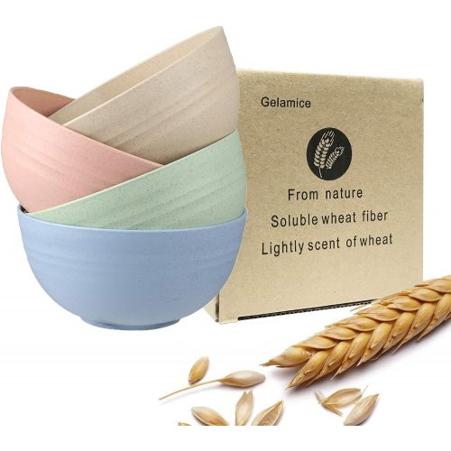  [아마존베스트]Gelamice Unbreakable Cereal Bowls, 32 OZ Lightweight Wheat Straw Cereal Bowls, 4 PCS Eco-Friendly Soup Rice Cereal Pasta Salad Bowl, Dishwasher & Microwave Safe, BPA Free Healthy Kitchen Bo