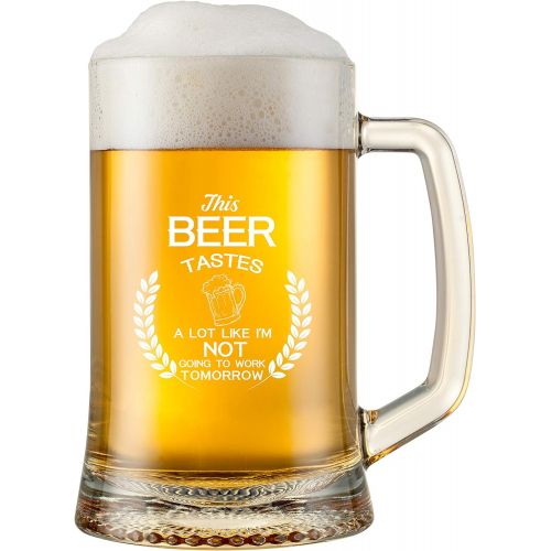  [아마존베스트]Gelid This Beer Tastes A Lot Like Im Not Going To Work Tomorrow - Funny Beer Glasses for Boyfriend Dad Husband or Brother - Novelty Retirement Beer Lover Gift Idea for Men Coworker Best