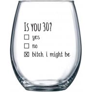 [아마존베스트]Gelid 1990 30th Birthday Gift for Women and Men Wine Glass - Funny Is You 30 Gift Idea for Mom Dad Husband Wife  30 Year Old Party Supplies Decorations for Him, Her - 15oz