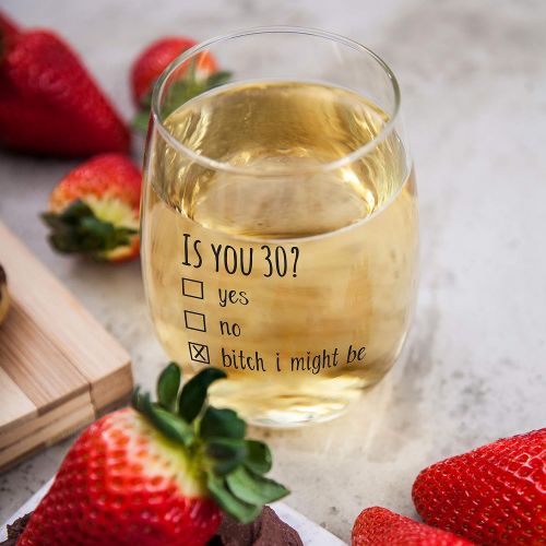  [아마존베스트]Gelid 1990 30th Birthday Gift for Women and Men Wine Glass - Funny Is You 30 Gift Idea for Mom Dad Husband Wife  30 Year Old Party Supplies Decorations for Him, Her - 15oz