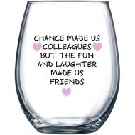 [아마존베스트]Gelid Chance Made Us Colleagues - Best Coworker BFF Gift - Perfect For Work Bestie Friend - Leaving or Going Away Present for Men and Women - 15 oz Stemless Wine Glass
