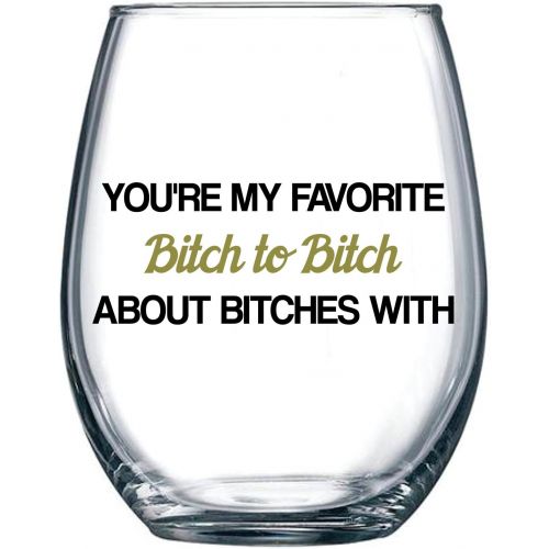  [아마존베스트]Gelid Youre My Favorite Bitch To Bitch About Bitches With | Funny BFF Birthday Gift Idea | Girls Bachelorette Party Presents | Best Friend Gift For Women | 15 oz Dishwasher Safe Stemless