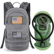 Gelindo Hydration Pack Backpack, 900D Tactical MOLLE Daypack with Quick-Release 2L Water Bladder, Lightweight Backpacks